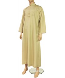 Thobe Qatari Dishdash Collar Men's Thawb Jubba HKT - Light Sand